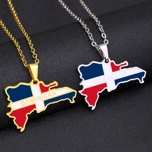 Collana con Ciondolo Geometrico Vintage in Smalto per Unisex Acciaio Inossidabile Acciaio al Titanio Catena a O Accessorio di Moda