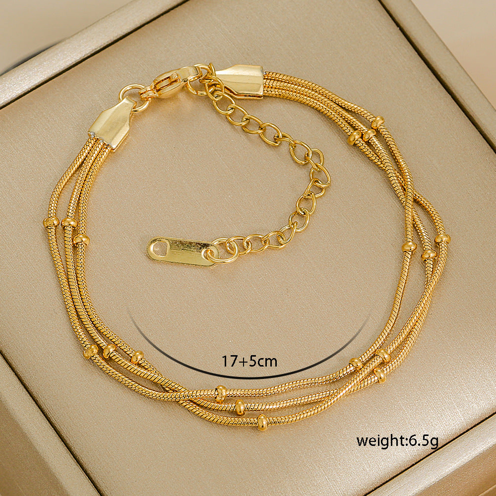 Bracciale Minimalista in Acciaio al Titanio da Donna con Placcatura in Oro 18K, Design a Catena Semplice, Set di Gioielli Versatili per Tutti i Giorni
