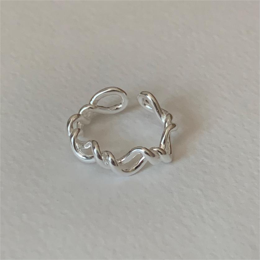 Minimalist Sweet 925 Sterling Silver Twisted Rope Round Ring for Women
