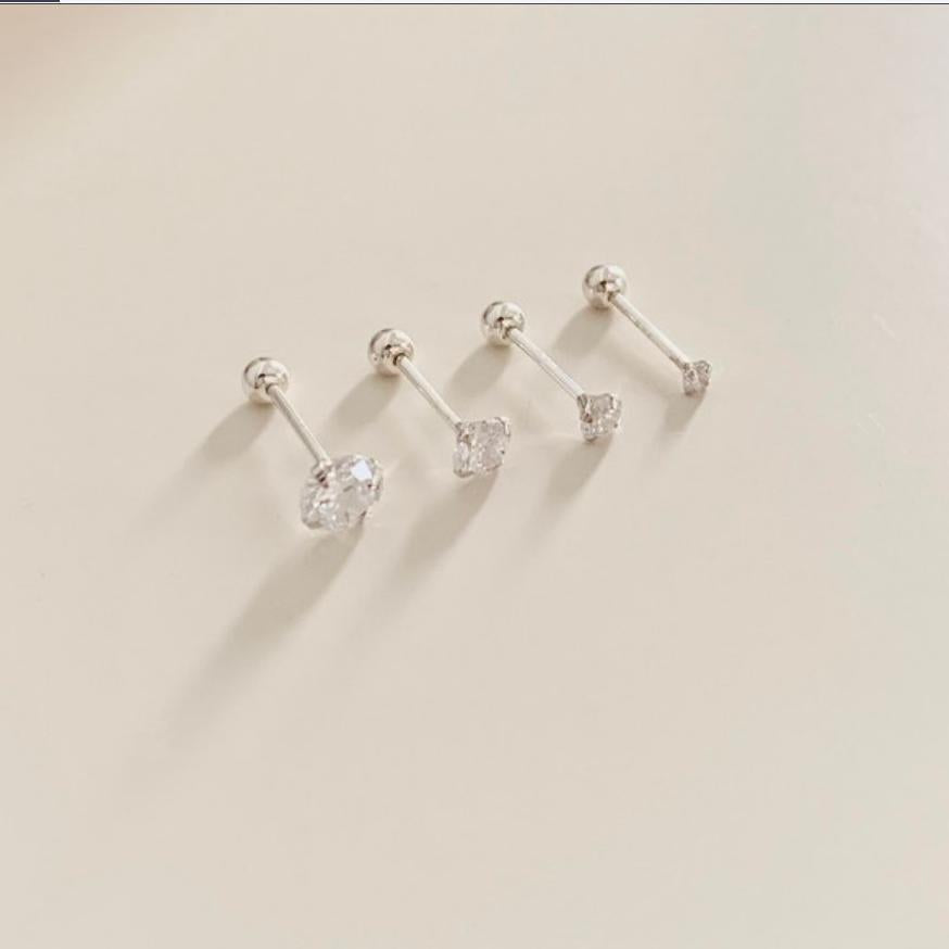 Minimalist Water-Drop-Shaped 925 Sterling Silver Stud Earrings with Zircon Inlay for Women