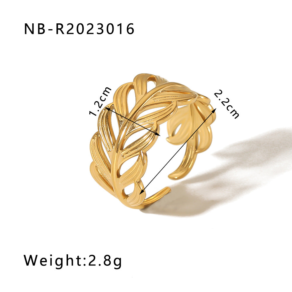Minimalist Heart-Shaped Geometric Stainless Steel Open Ring for Women with 18K Vacuum Plating Finish