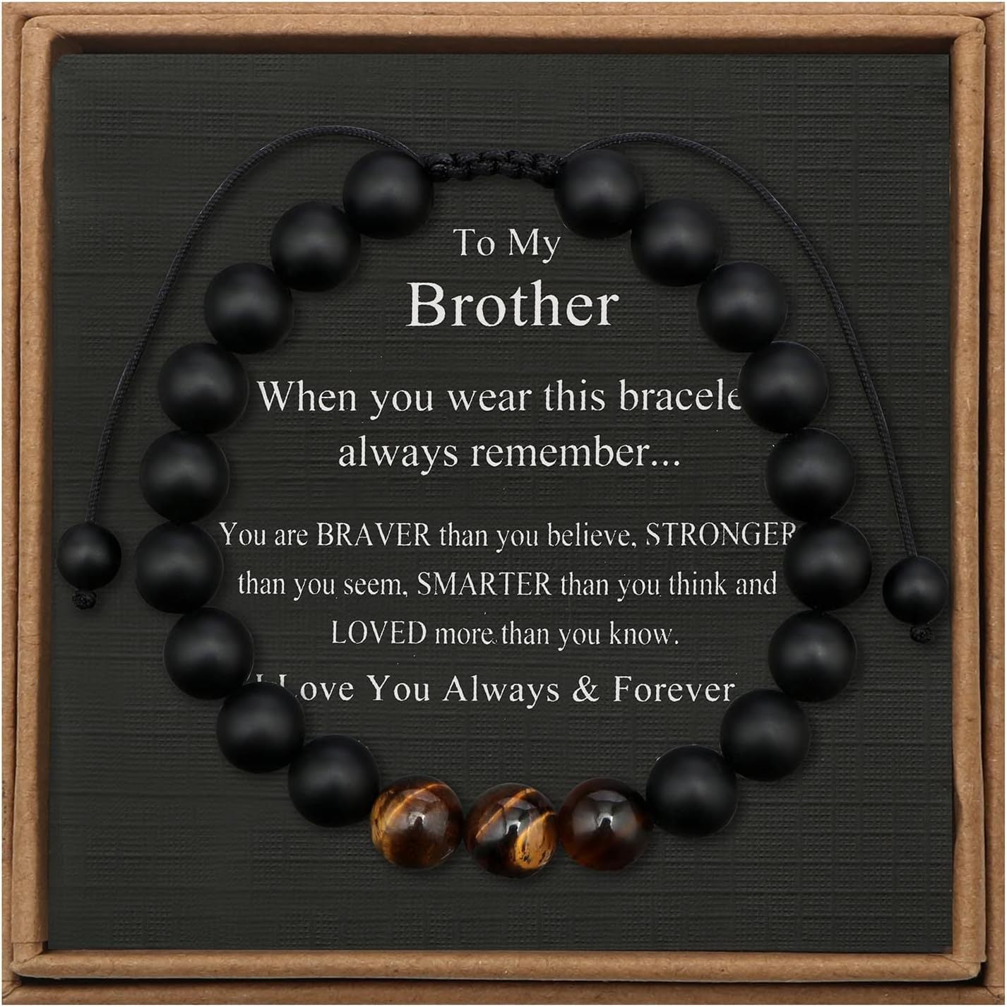Men's Geometric Tiger's Eye Beaded Bracelet Adjustable Double Layer Handmade Gift