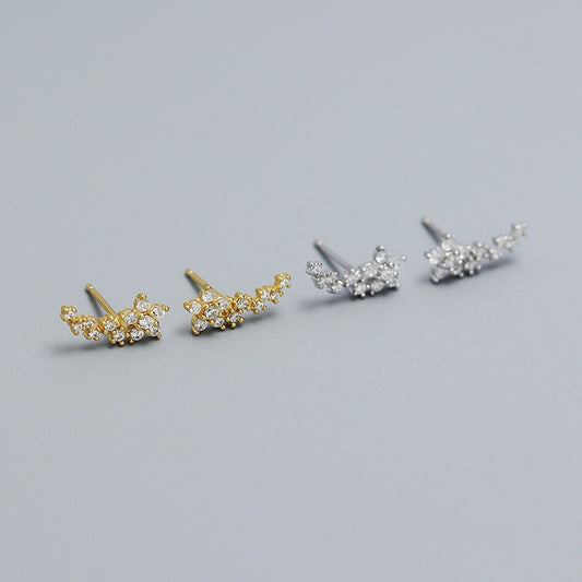 Dulces Pendientes de Plata Esterlina 925 con Diseño Floral y Acentos de Diamantes de Imitación para Mujer