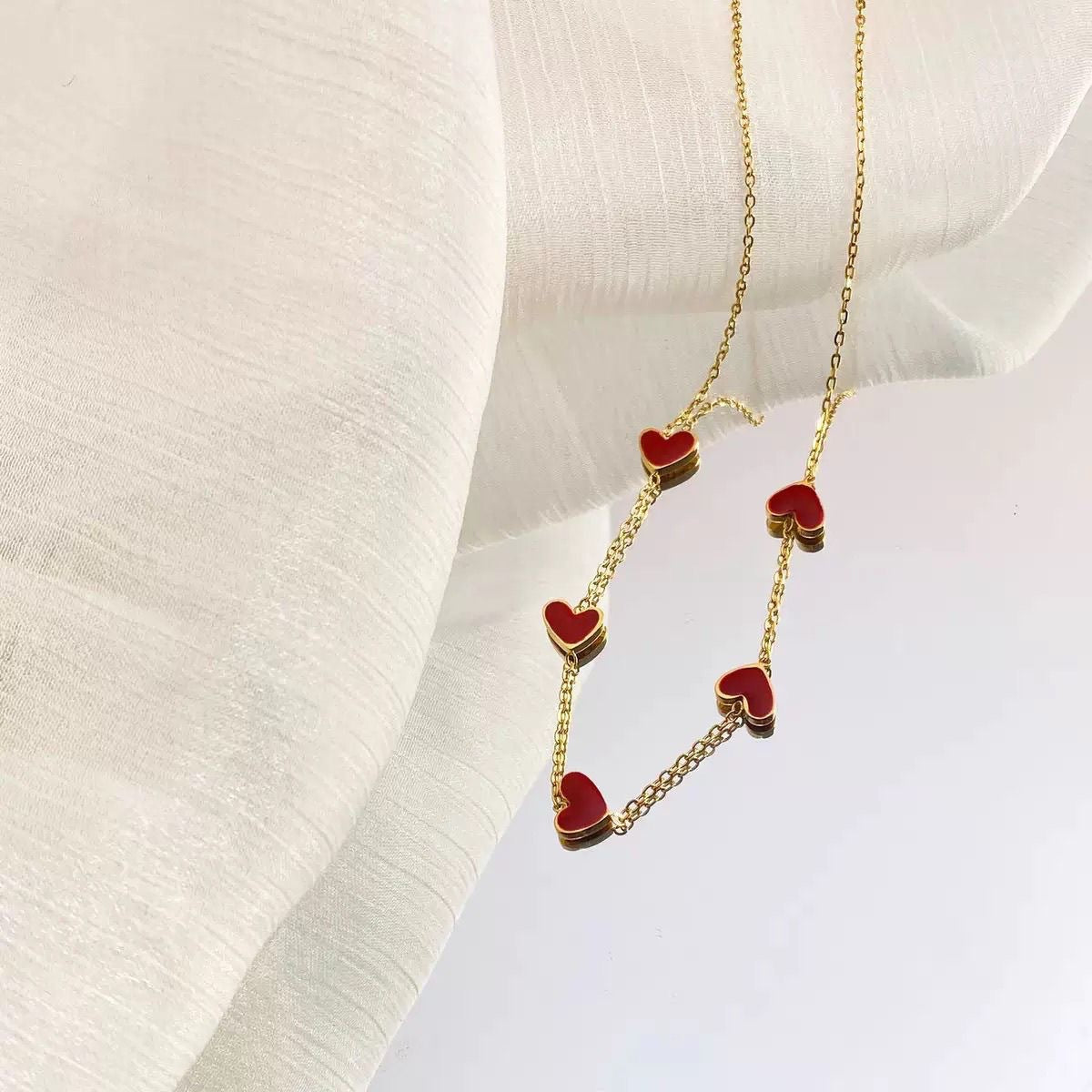 Minimalist Heart Drip Oil Titanium Steel Necklace for Unisex