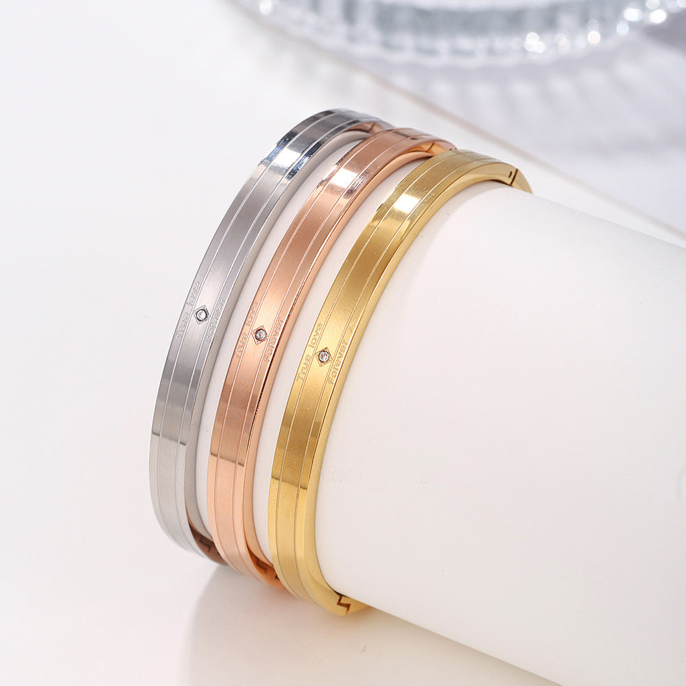 PVD Stainless Steel Round Geometric Bracelet True Love Couple Gift