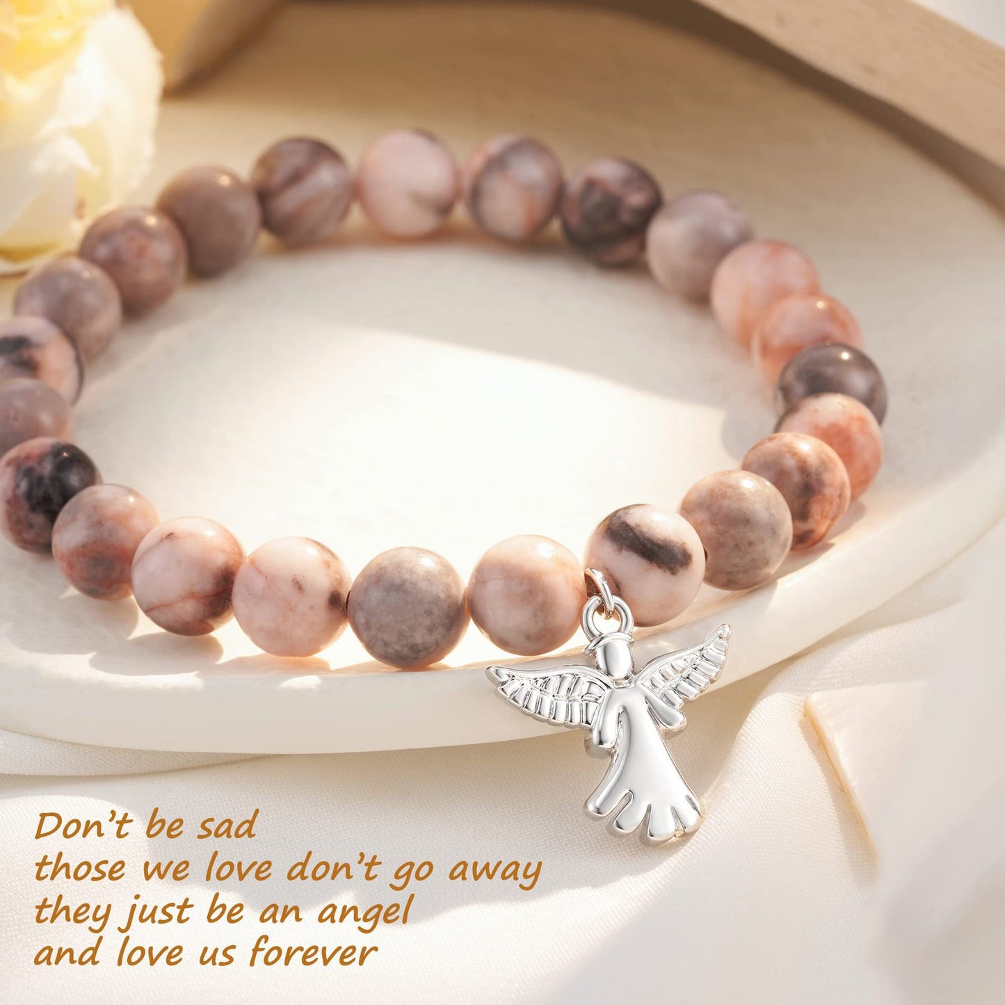 Geometric Round Zebra Print Agate Crystal Bracelet Unisex