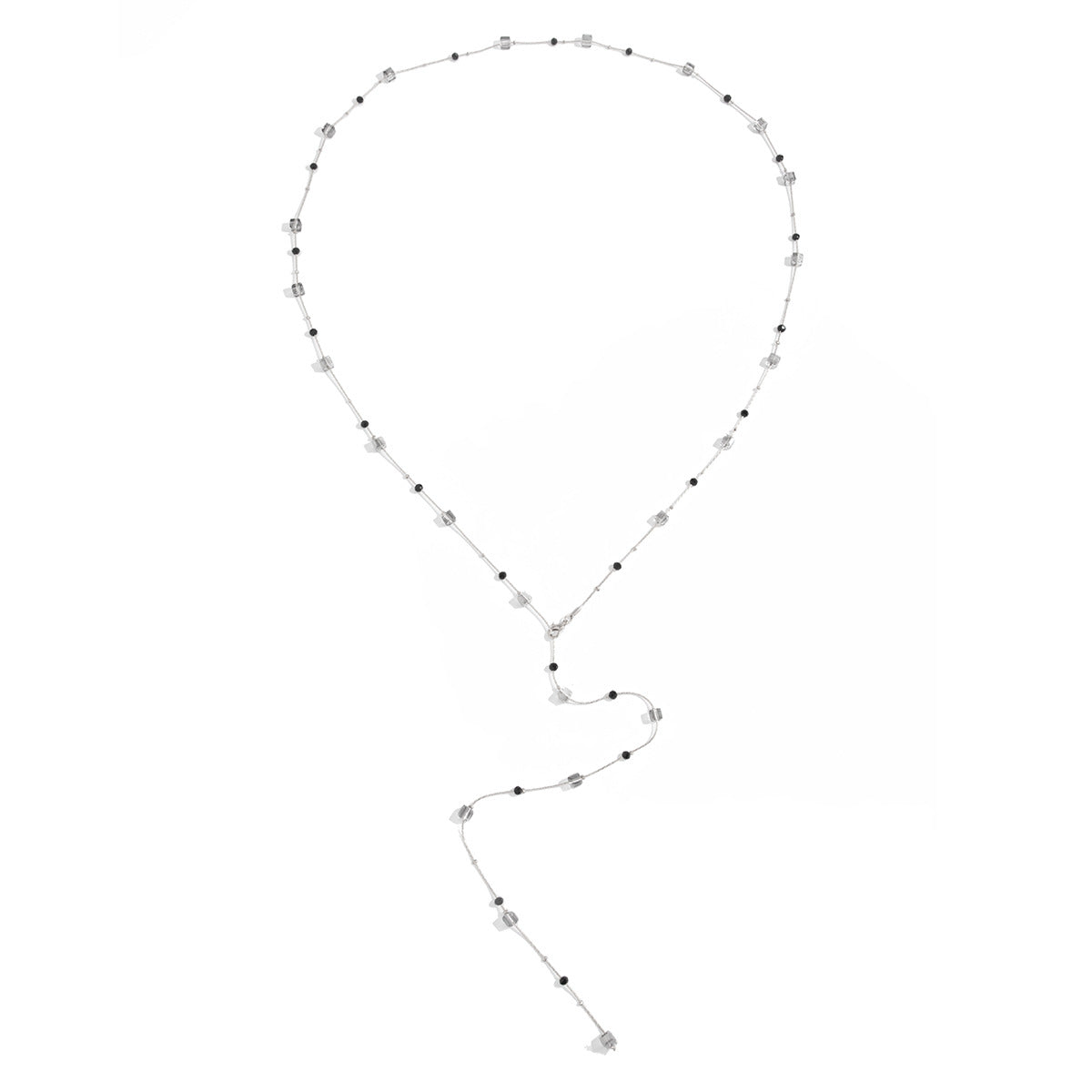 Streetwear Geometric Square Crystal Pendant Plated Brass Necklace for Women