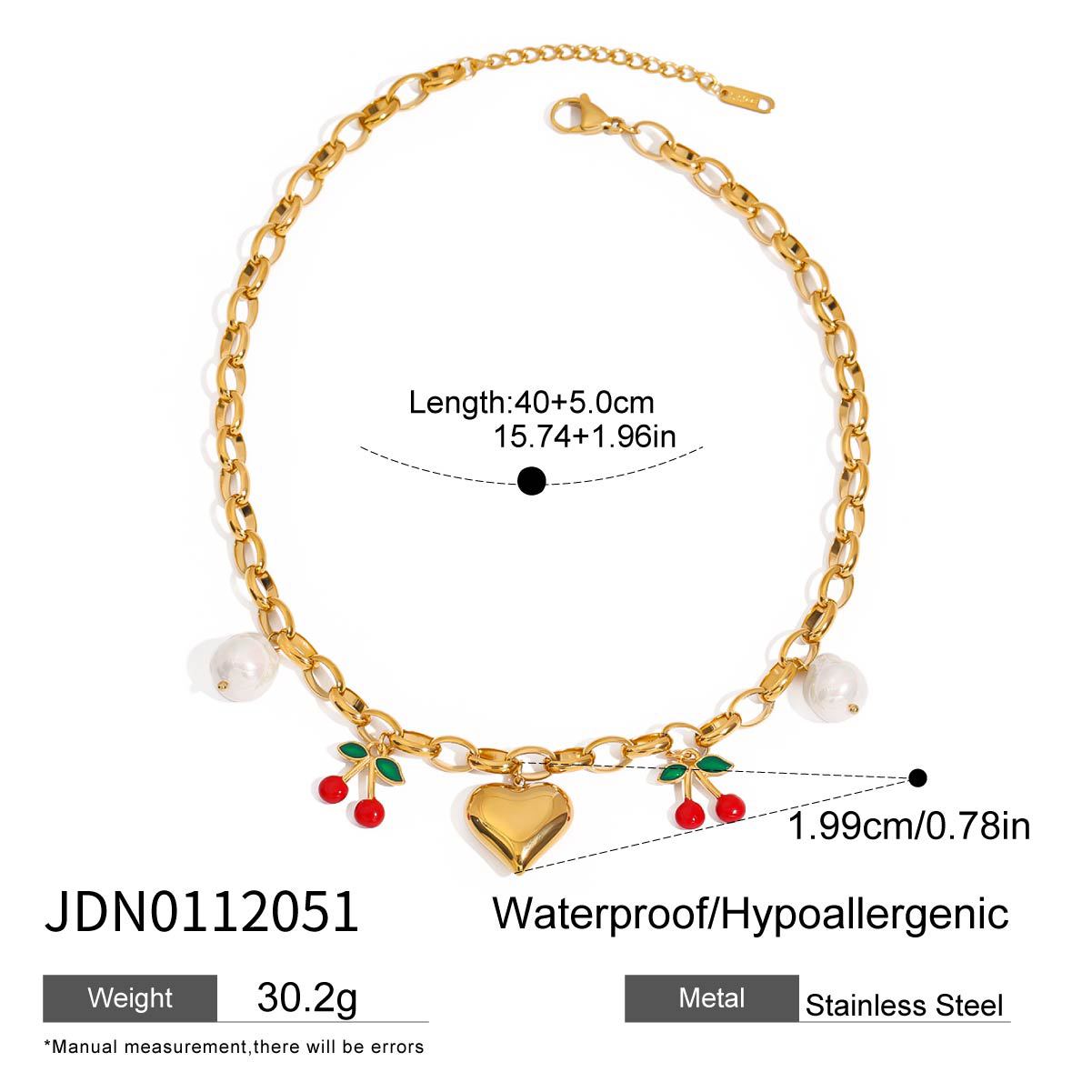 Elegant Stainless Steel Multi-Layer Necklace with Titanium Steel Fruit Charms