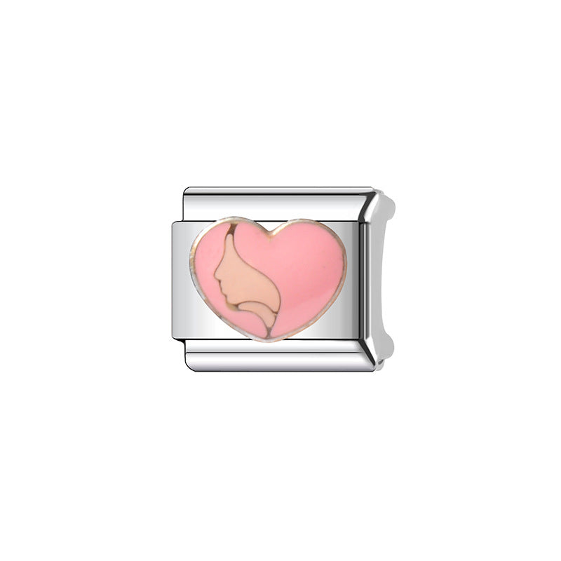 Vintage Sweet Heart Shaped Stainless Steel Plated DIY Charm Bar