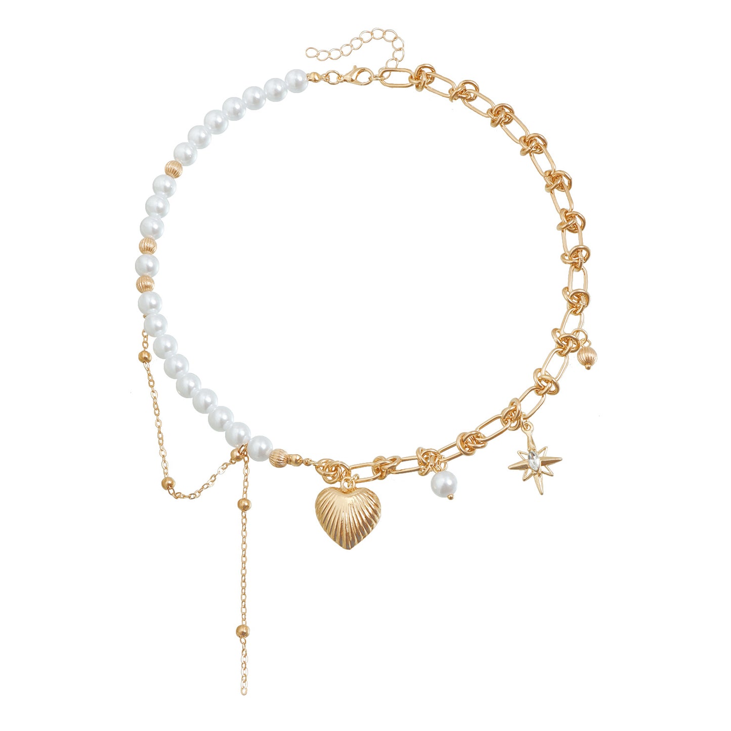 Vintage Heart Geometric Star Alloy Plated Necklace for Women