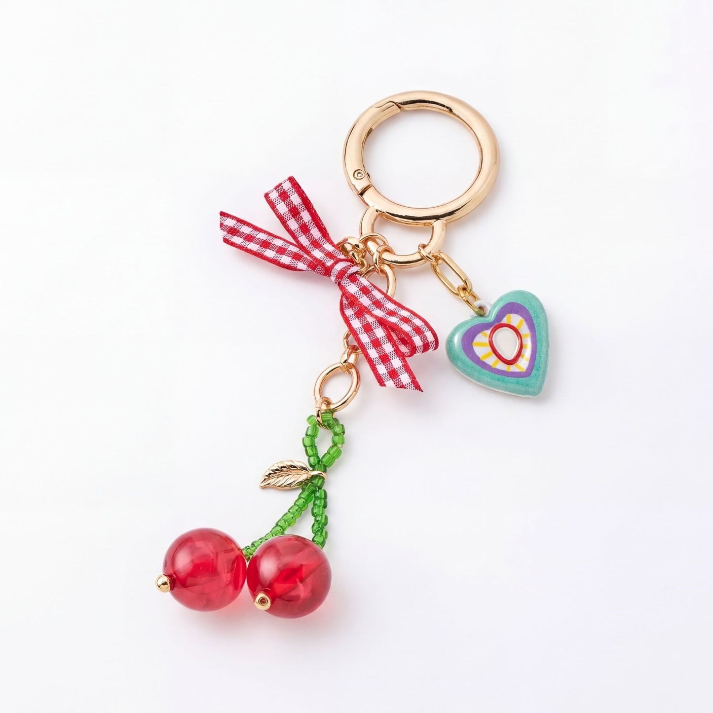Sweet Minimalist Colorful Acrylic Bag Charm with Fruit Food Pattern