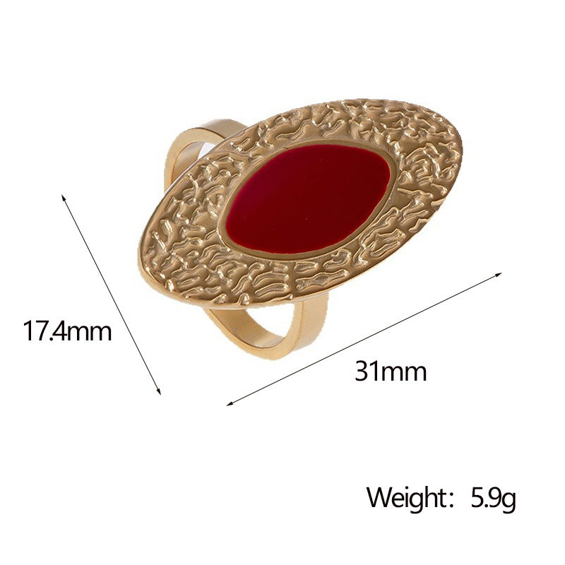 Minimalist Geometric Stainless Steel Ring with Enamel Finish for Women