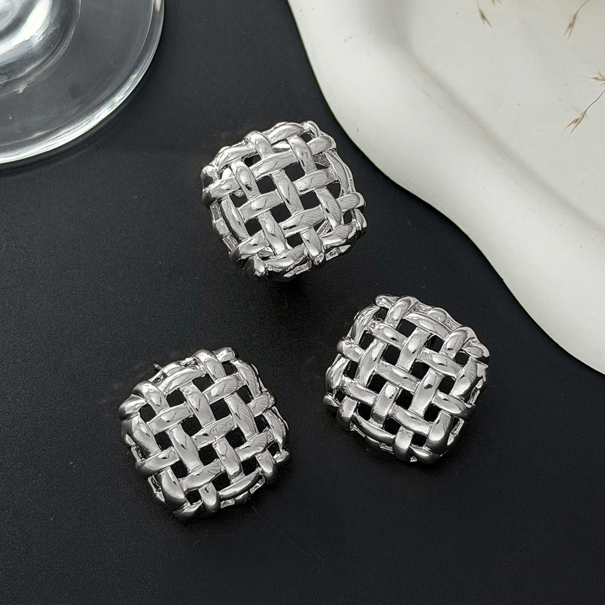 Luxury Elegant Geometric Round Plated Alloy Ring Set for Women