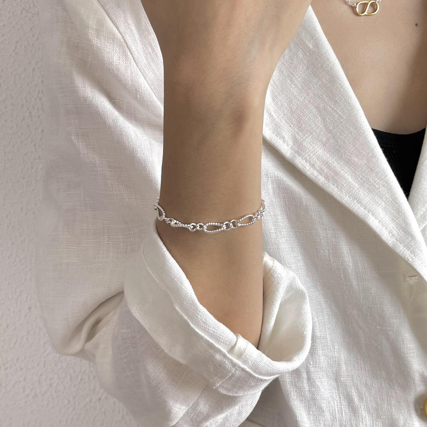 Minimalist Vintage 925 Sterling Silver Handmade Knot Bracelet for Women