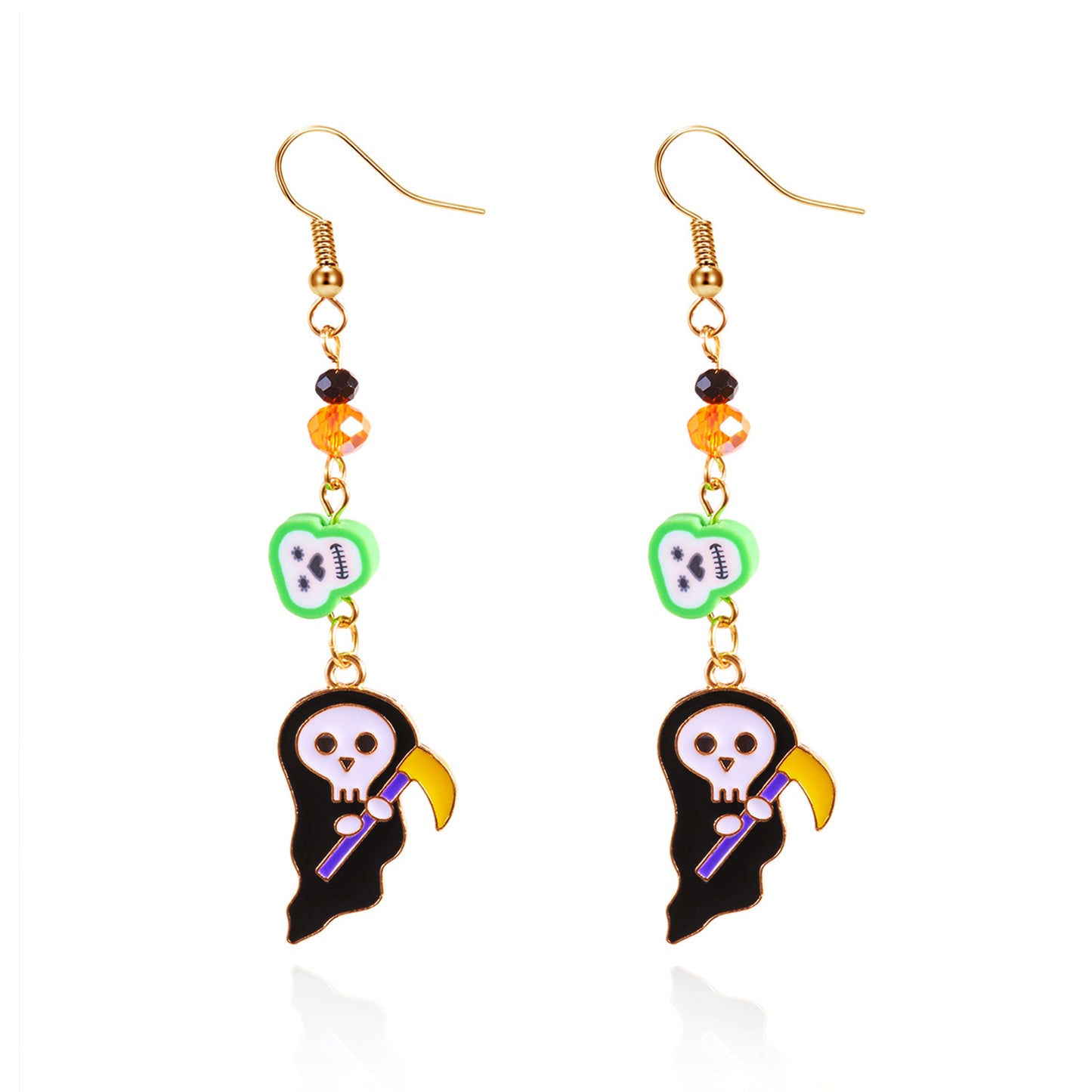 Pendientes acrílicos de dibujos animados para mujer, diseño de Halloween, fantasma y murciélago, con acabado galvanizado