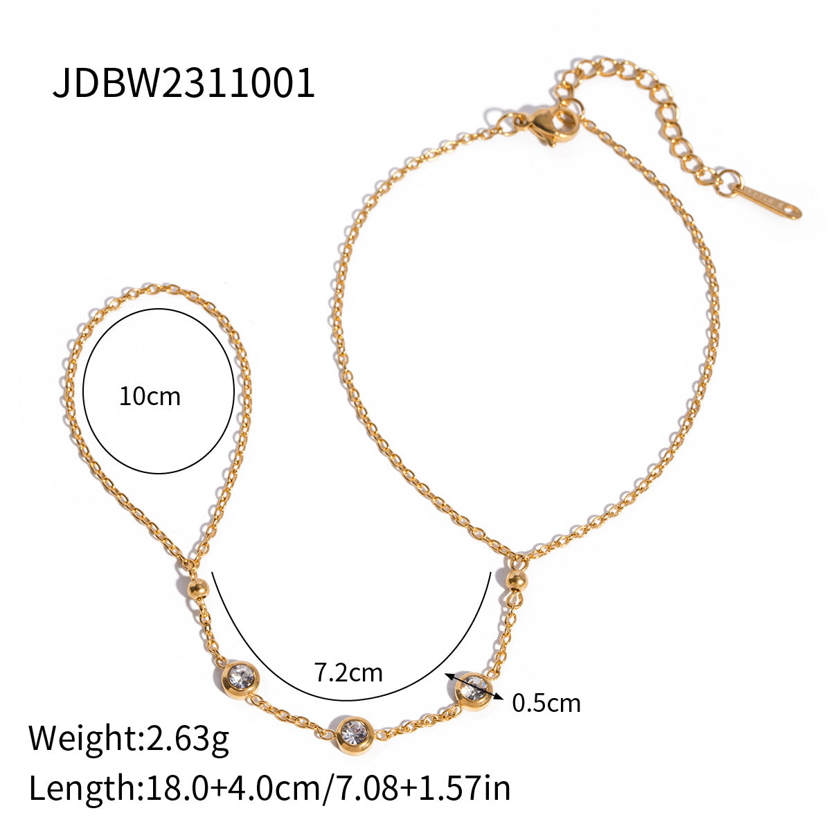 Minimalist Stainless Steel Plated Ring and Bracelet Set with Round Heart Teardrop Charms for Women