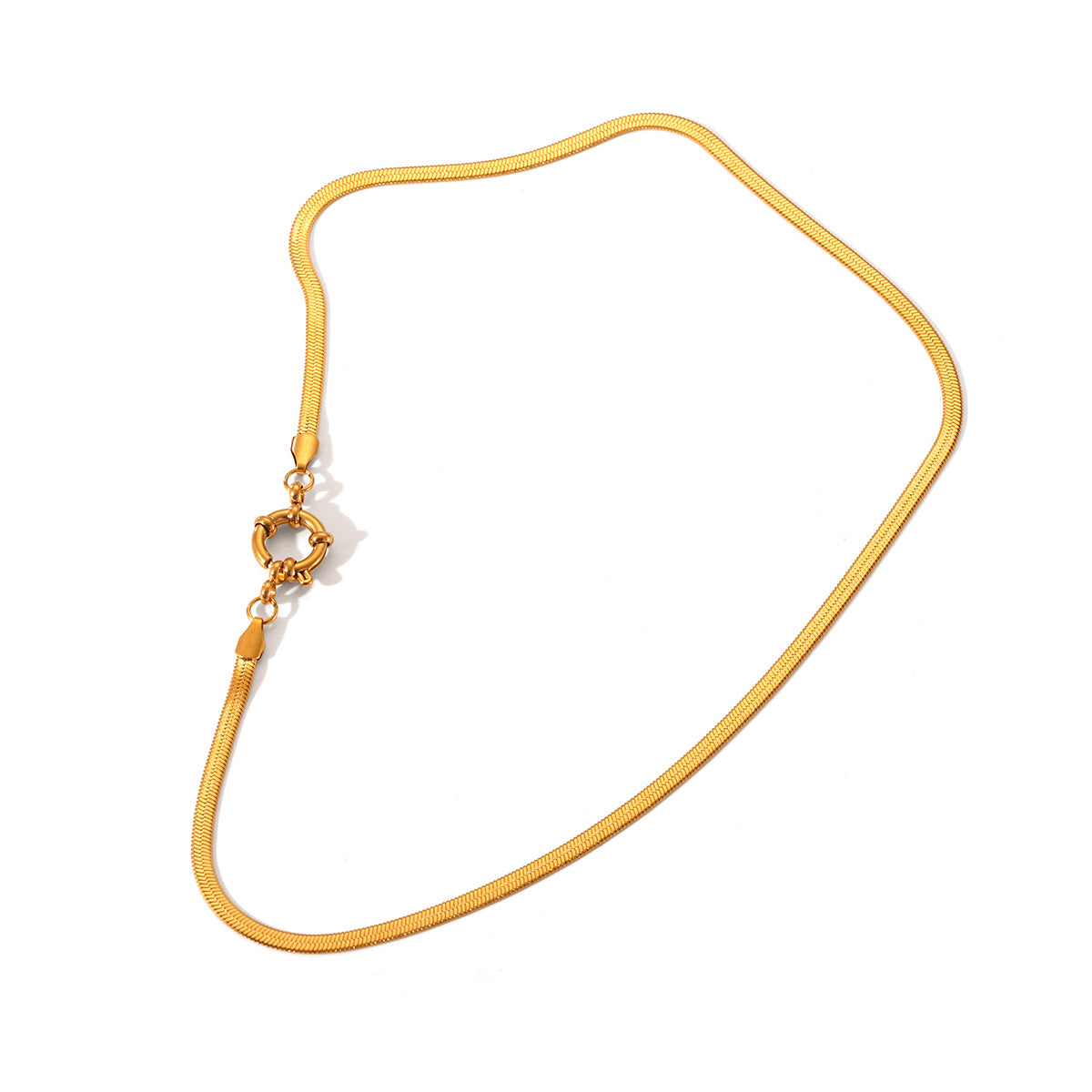 Minimalist 18K Gold Plated Stainless Steel Blade Snake Chain Necklace Geometric Pendant for Women