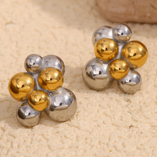 Fashionable Geometric Stainless Steel Earrings with 18K Gold Plating for Women