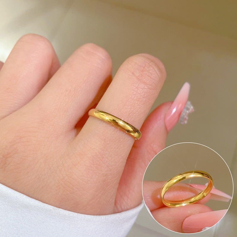 Anello Minimalista Geometrico in Acciaio al Titanio Lucidato per Uomo e Donna, Anello di Moda Tono Freddo per Dito Indice, Gioielli Unisex Stile Club