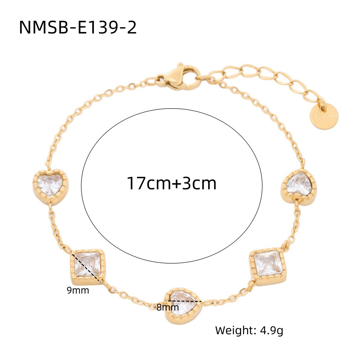 Pulsera minimalista de acero de titanio en forma de corazón para mujer con baño de oro de 18K e incrustaciones de diamantes de imitación, joyería hipoalergénica de acero inoxidable