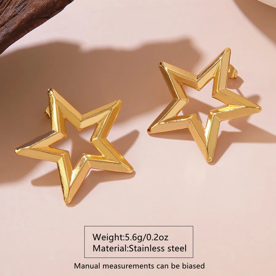 Minimalist Star Geometric Titanium Steel Plated Earrings