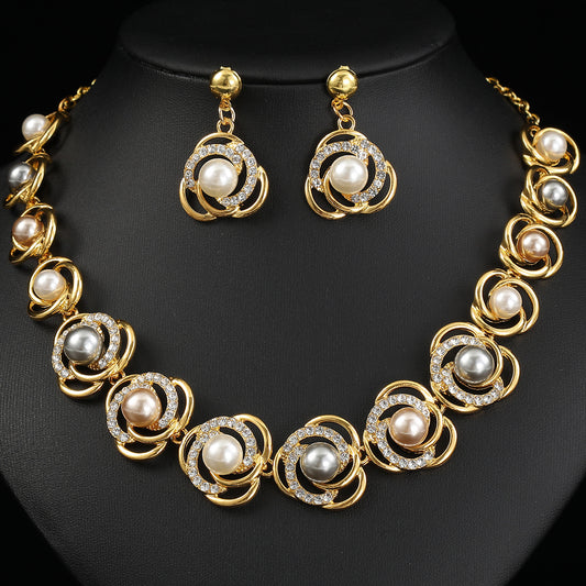Conjunto de collar con colgante de estrella, luna, nube y universo para mujer, con cadena O de aleación galvanizada y pendientes a juego