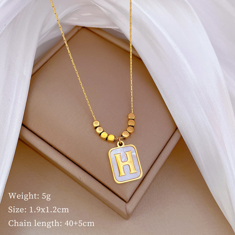 Minimalist Geometric Square Brick Titanium Steel Pendant Necklace with Gold Plating for Women and Men