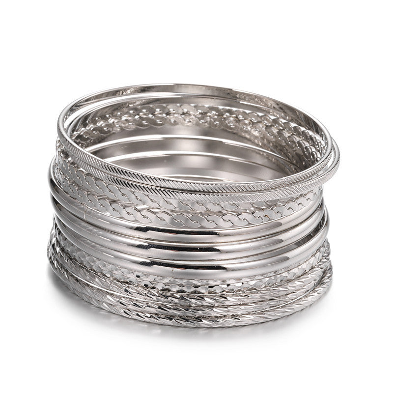 Bohemian Multi-Layer Plated Alloy Bracelet Set for Women