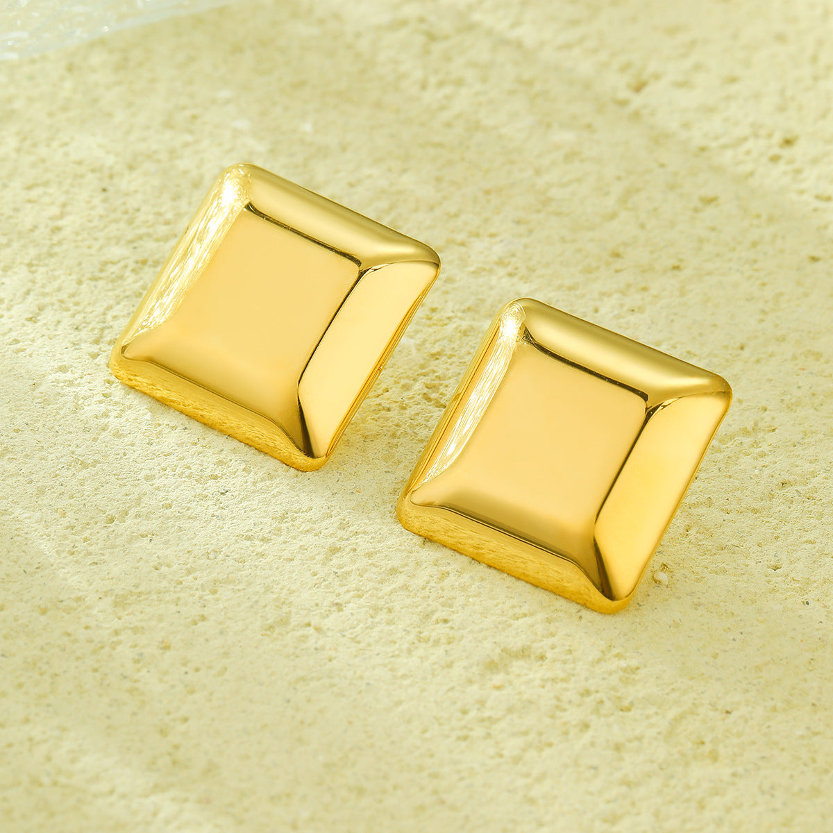 Orecchini quadrati minimalisti in acciaio inossidabile con placcatura in oro 18 carati da donna