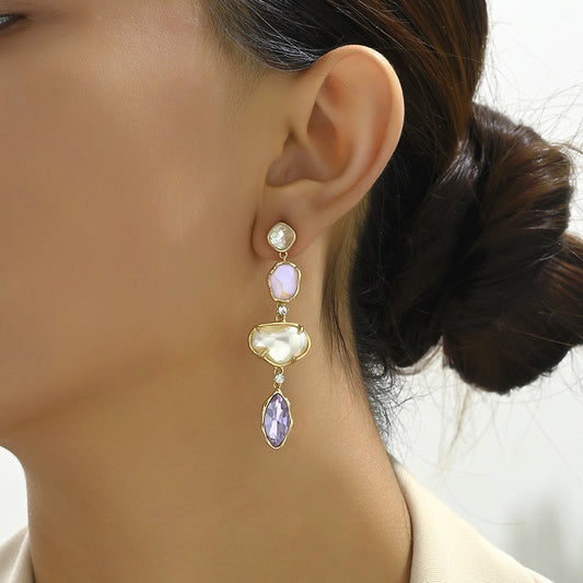 Orecchini a Perno Minimalisti Geometrici con Perle e Zirconi da Donna con Pali in Acciaio Inossidabile
