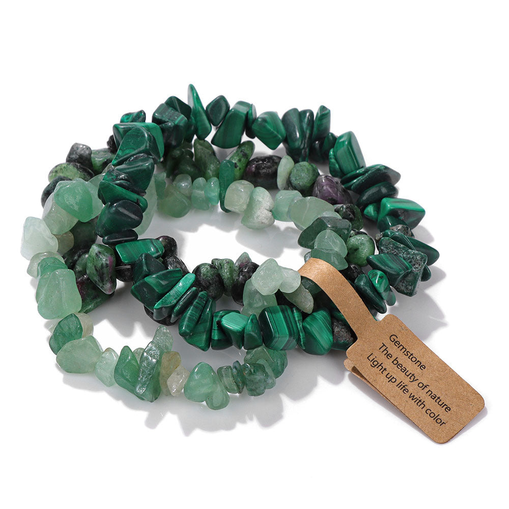 Vintage Geometric Gemstone Chip Beads Stretch Bracelet Set Unisex