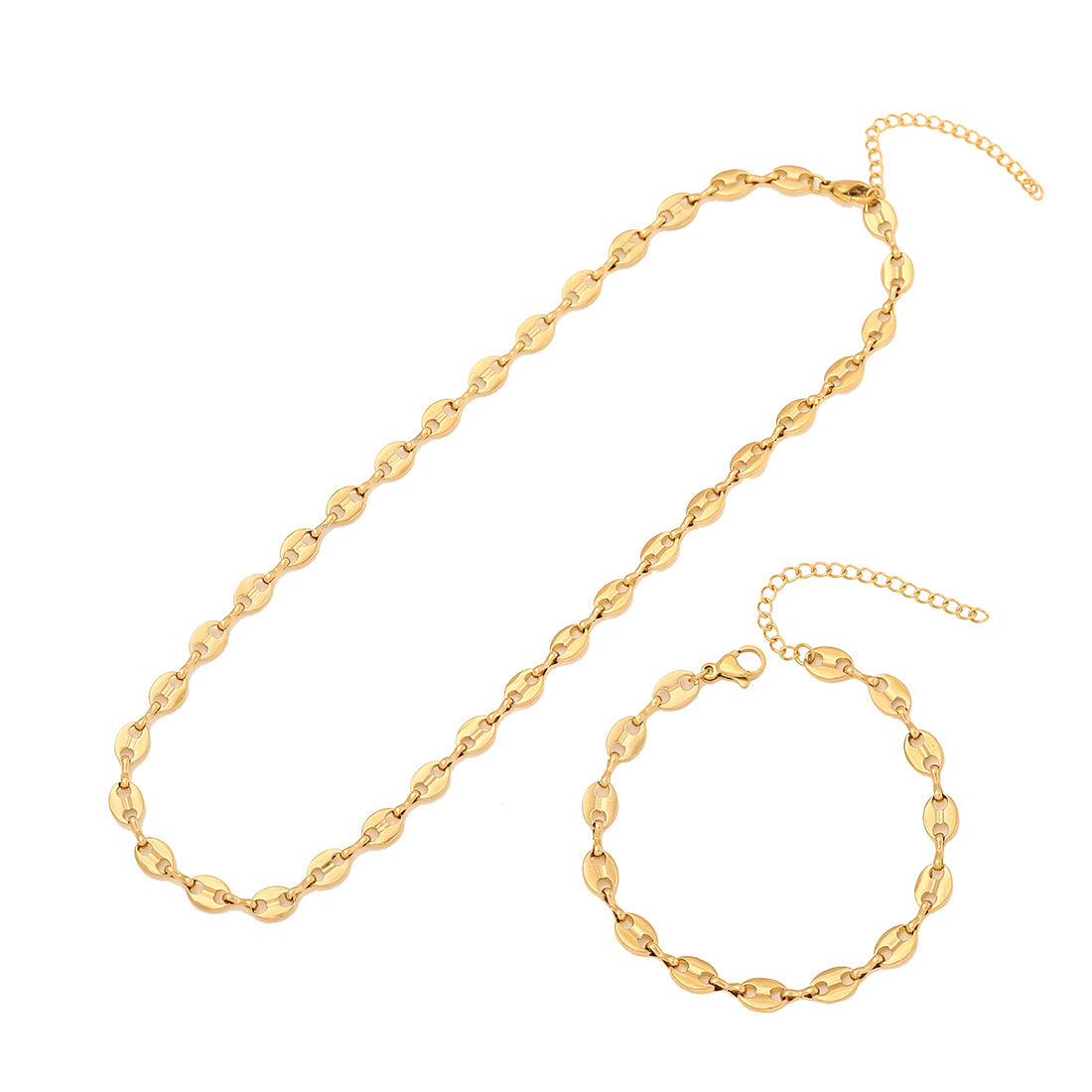 Elegante set collana con pendente a cuore in acciaio inossidabile placcato da donna