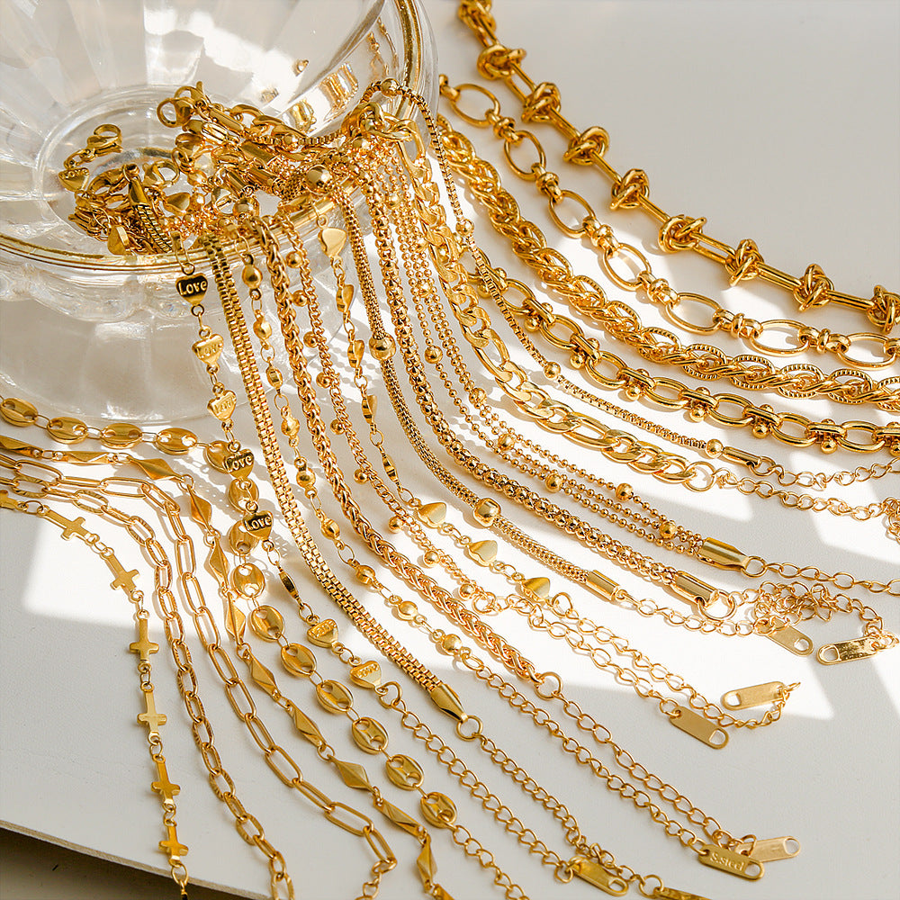 Bracciale da donna minimalista a rombi in acciaio al titanio con placcatura in oro 18 carati, accessorio di moda versatile