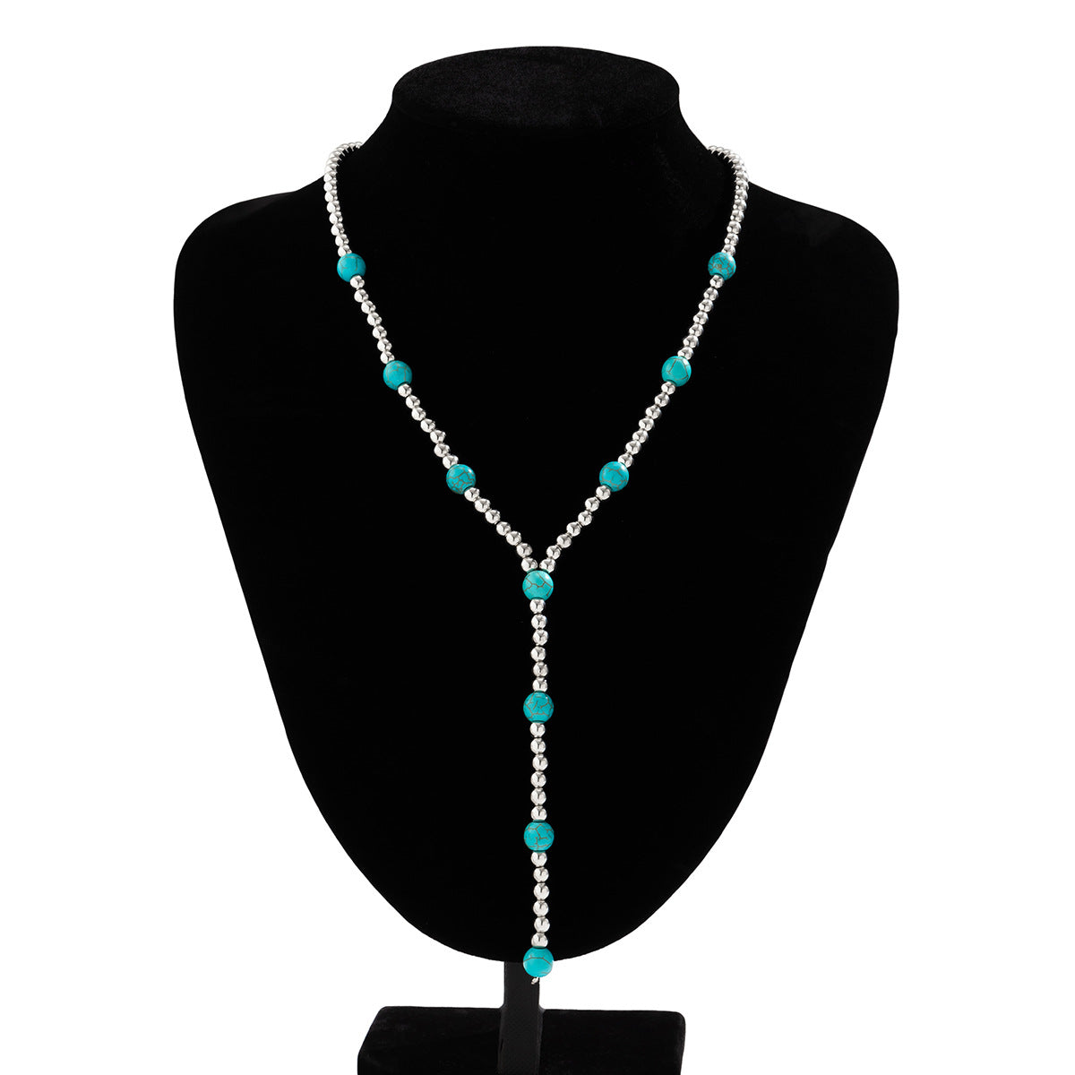Collana da donna con nappe a Y geometrica minimalista con perline in resina e finitura placcata