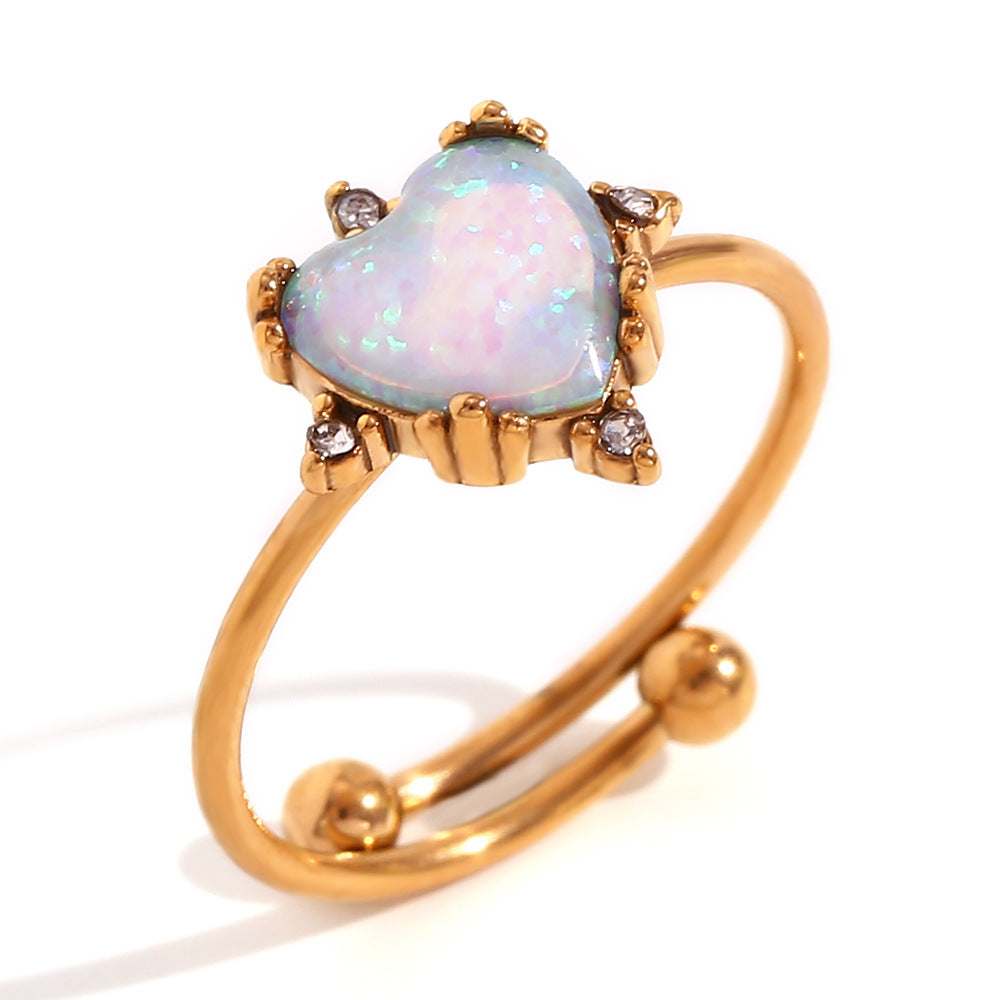 Fashionable Office Style Geometric Stainless Steel Ring with 18K Gold Plating Adjustable Open Band for Women