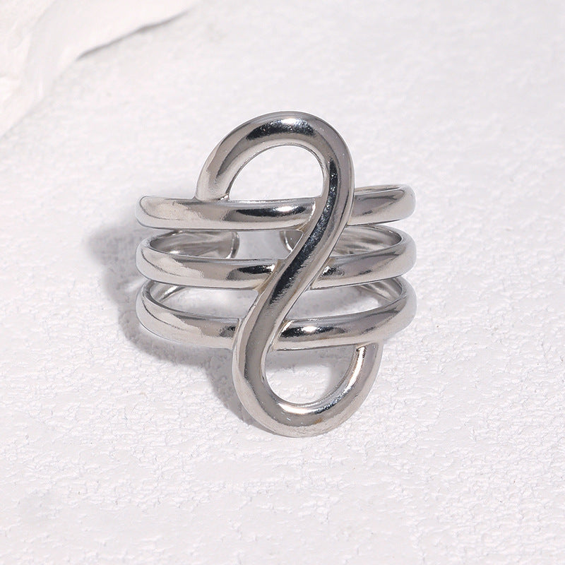 Minimalist Geometric Gold Plated Stainless Steel Open Ring for Women
