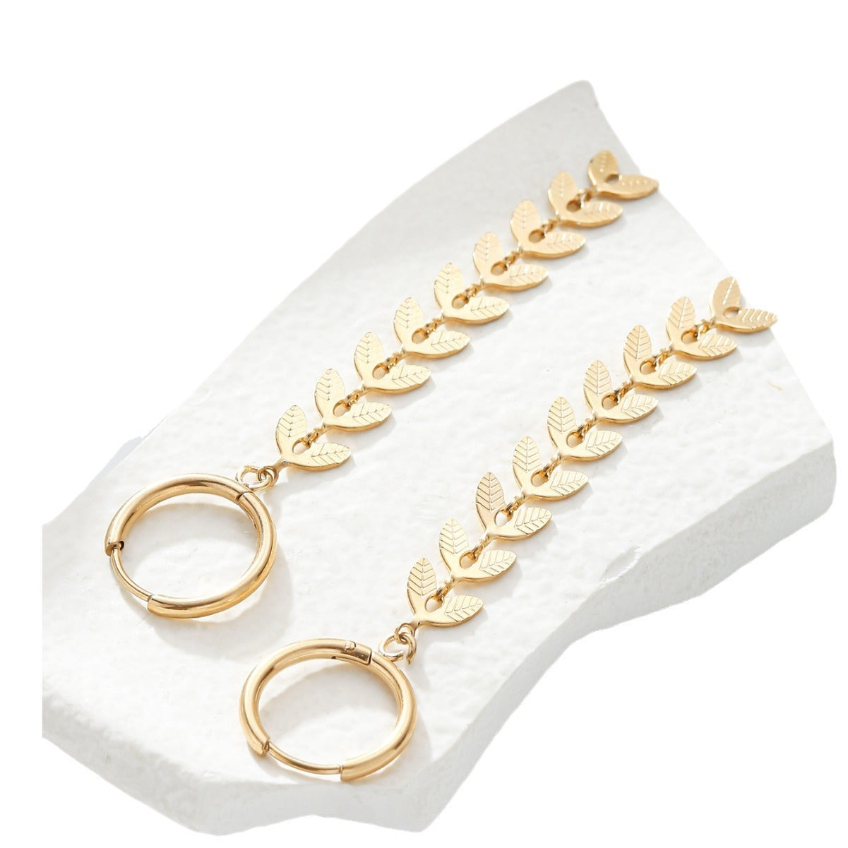 Fashionable Wheat Ear Shape Alloy Earrings with Plating Finish for Women Long Tassel Dangle Earrings