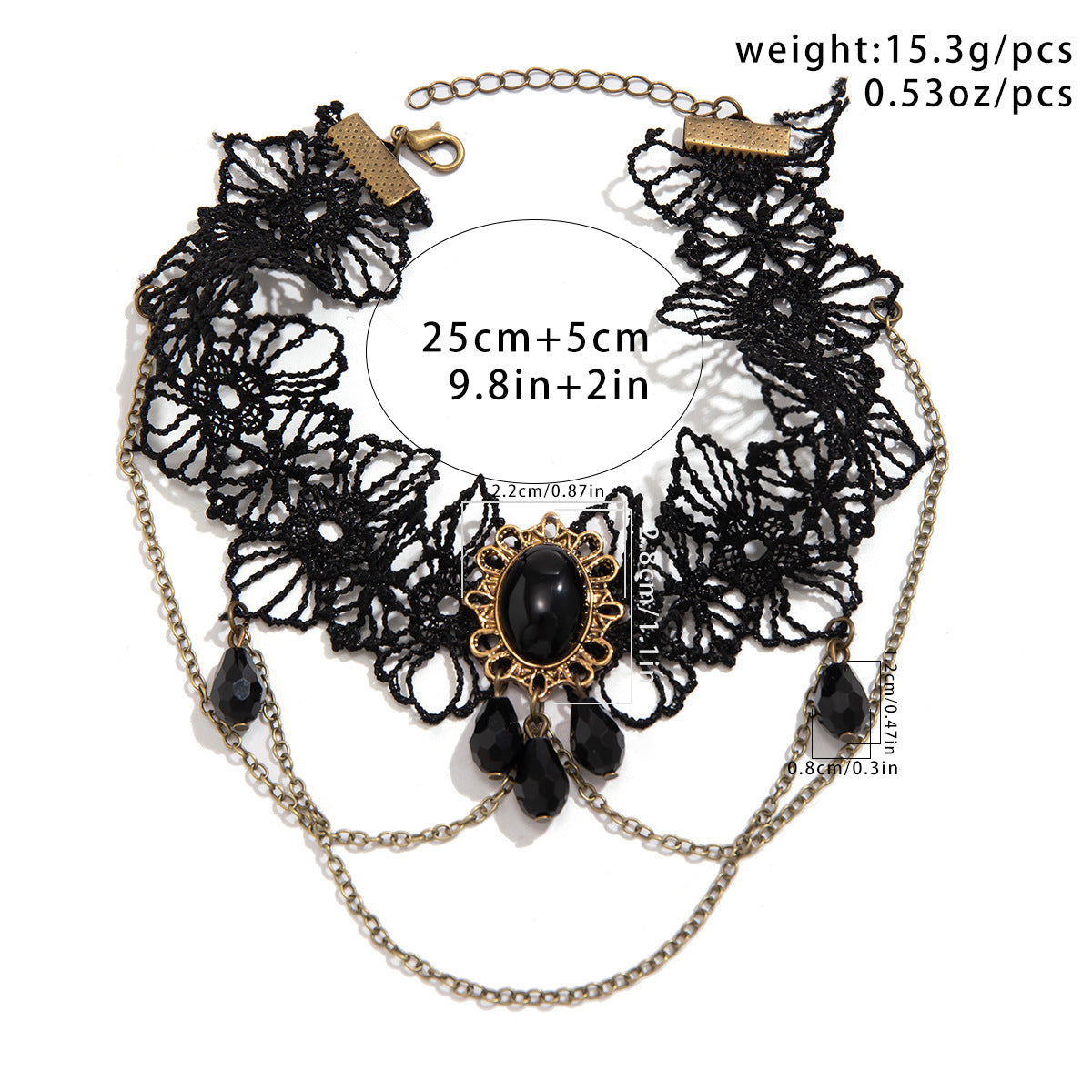 Vintage Gothic Lace Crystal Teardrop Floral Tassel Arm Chain for Women
