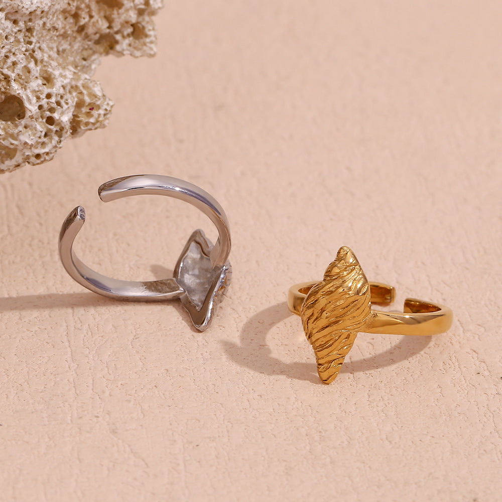Minimalist Geometric Stainless Steel Ring with 18K Gold Plating for Women