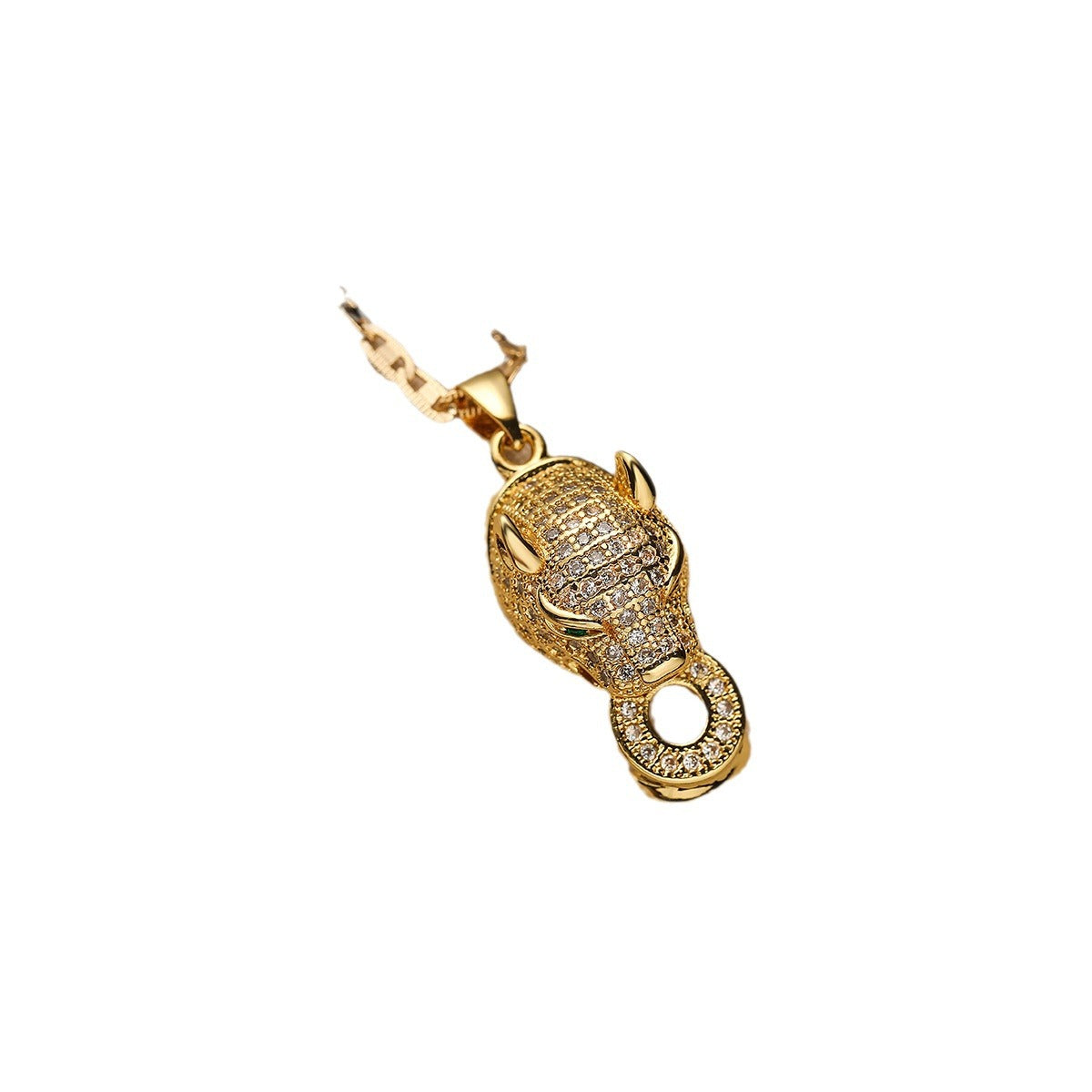 Minimalist Leopard-Shaped Pendant Necklace for Women with Copper Base and 18K Gold Plating, Zircon Inlay, Fashionable Clavicle Chain