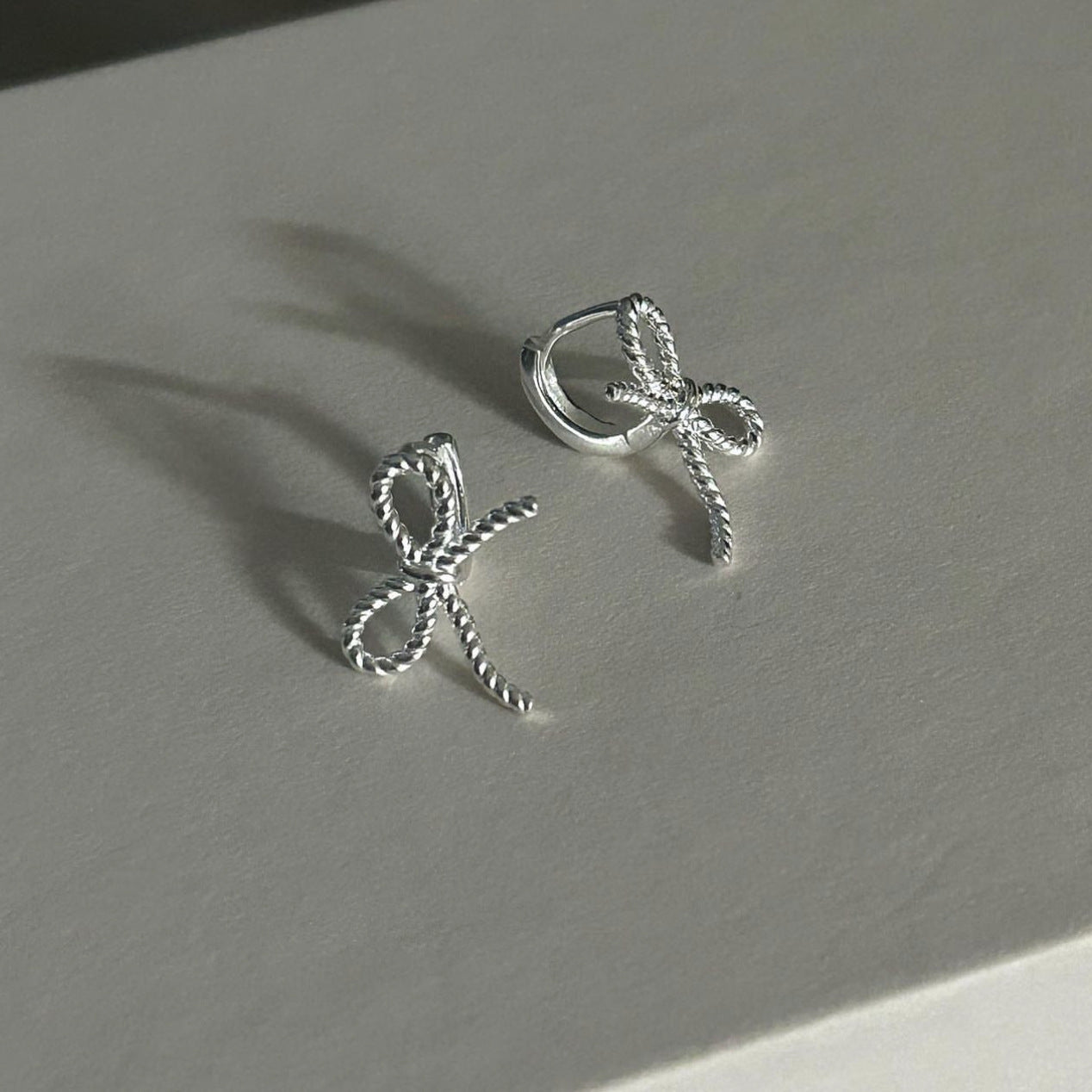 Minimalist Bow Knot Earrings in 925 Sterling Silver with Plated Finish for Women