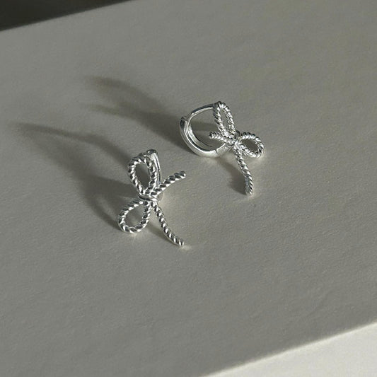Minimalist Bow Knot Earrings in 925 Sterling Silver with Plated Finish for Women