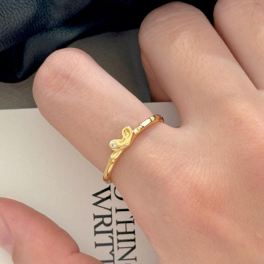 Anillo Abierto Minimalista con Forma de Corazón de Plata de Ley 925 para Mujer