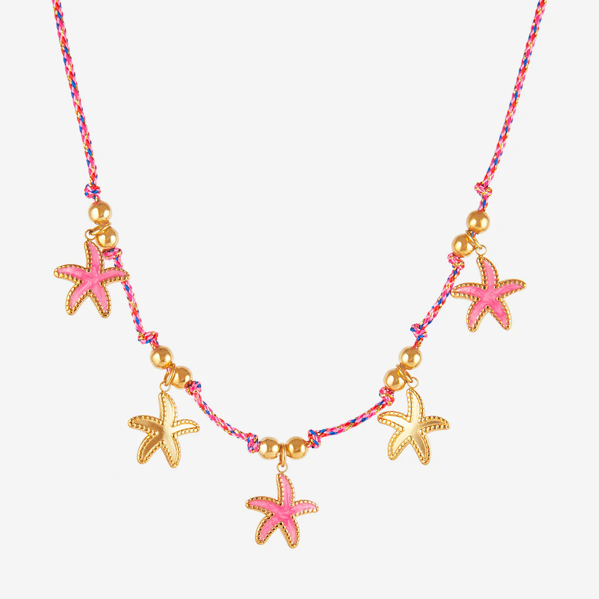 Fashion Unisex 18K Gold Plated Titanium Steel Necklace with Shell Starfish Whale Heart Pendants