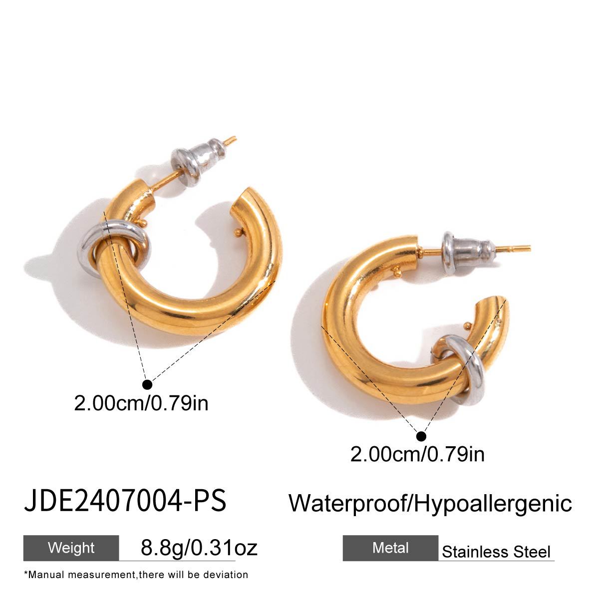 Minimalist Geometric C-Shaped Stainless Steel Plated Hoop Earrings for Women