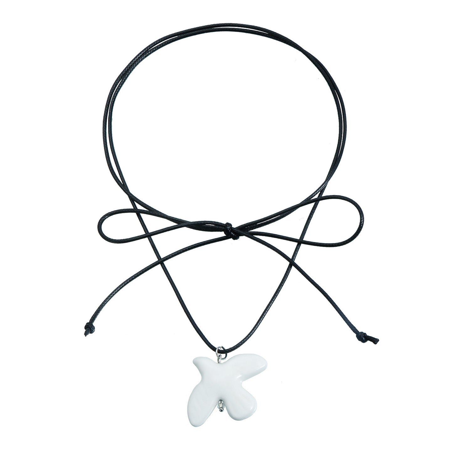 Minimalist Geometric Alloy Peace Dove Pendant Necklace with Black Cord