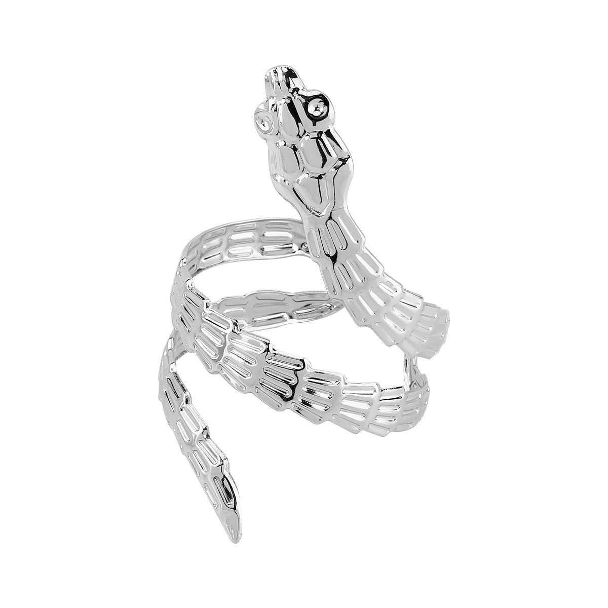 Pulsera geométrica abierta con forma de serpiente de hierro galvanizado con acabado metálico