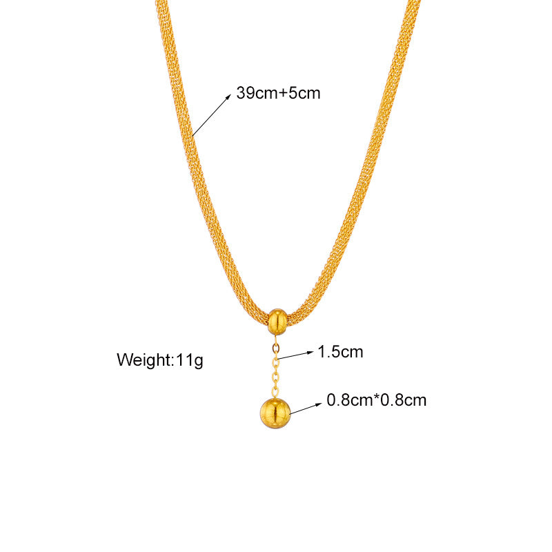 Minimalist Hollow Cylinder Pendant Necklace in Titanium Steel with Gold Beads and Tassel Detail for Women