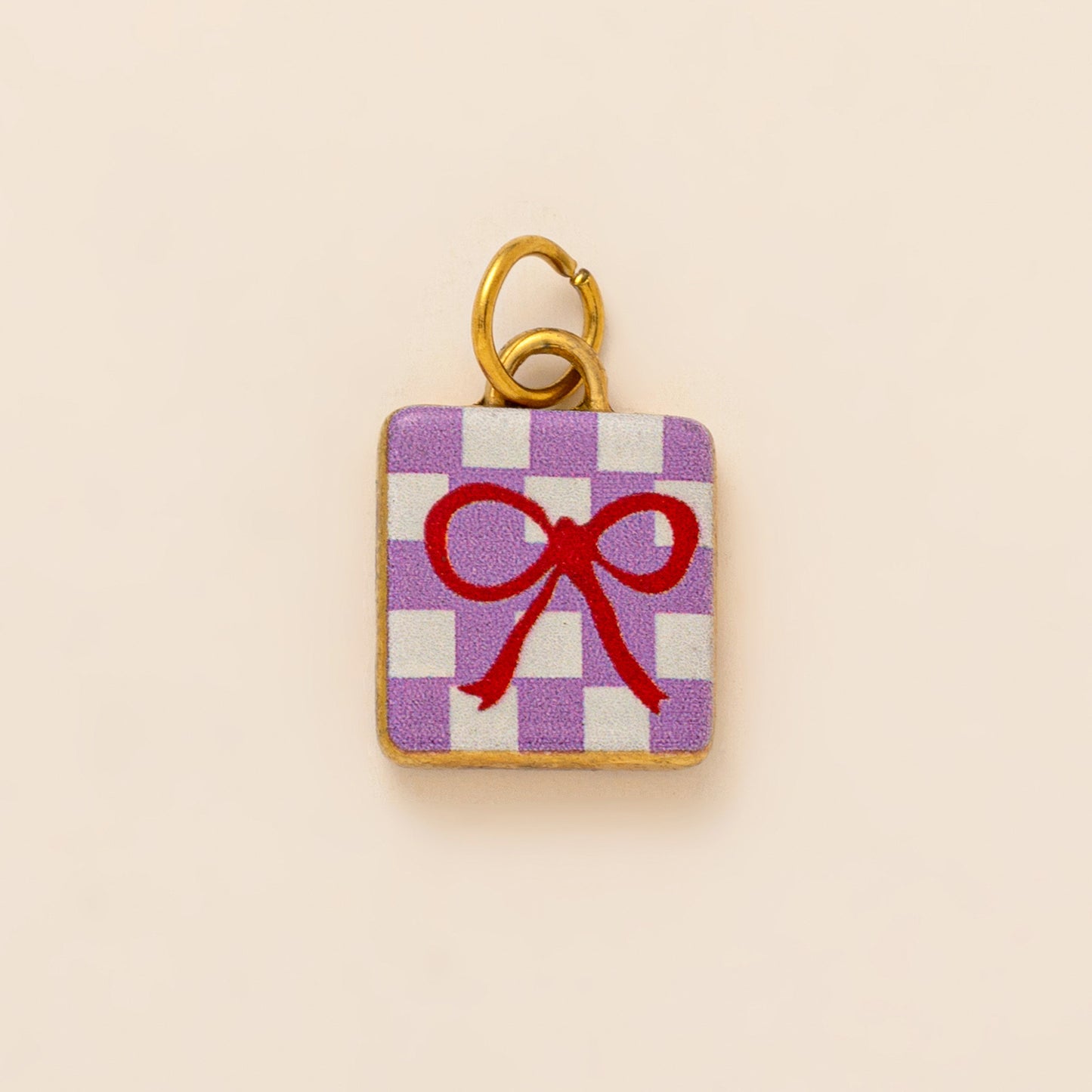 Casual Stainless Steel Geometric Flower Bow Drip Oil Plated Necklace with Cherry Strawberry Pattern