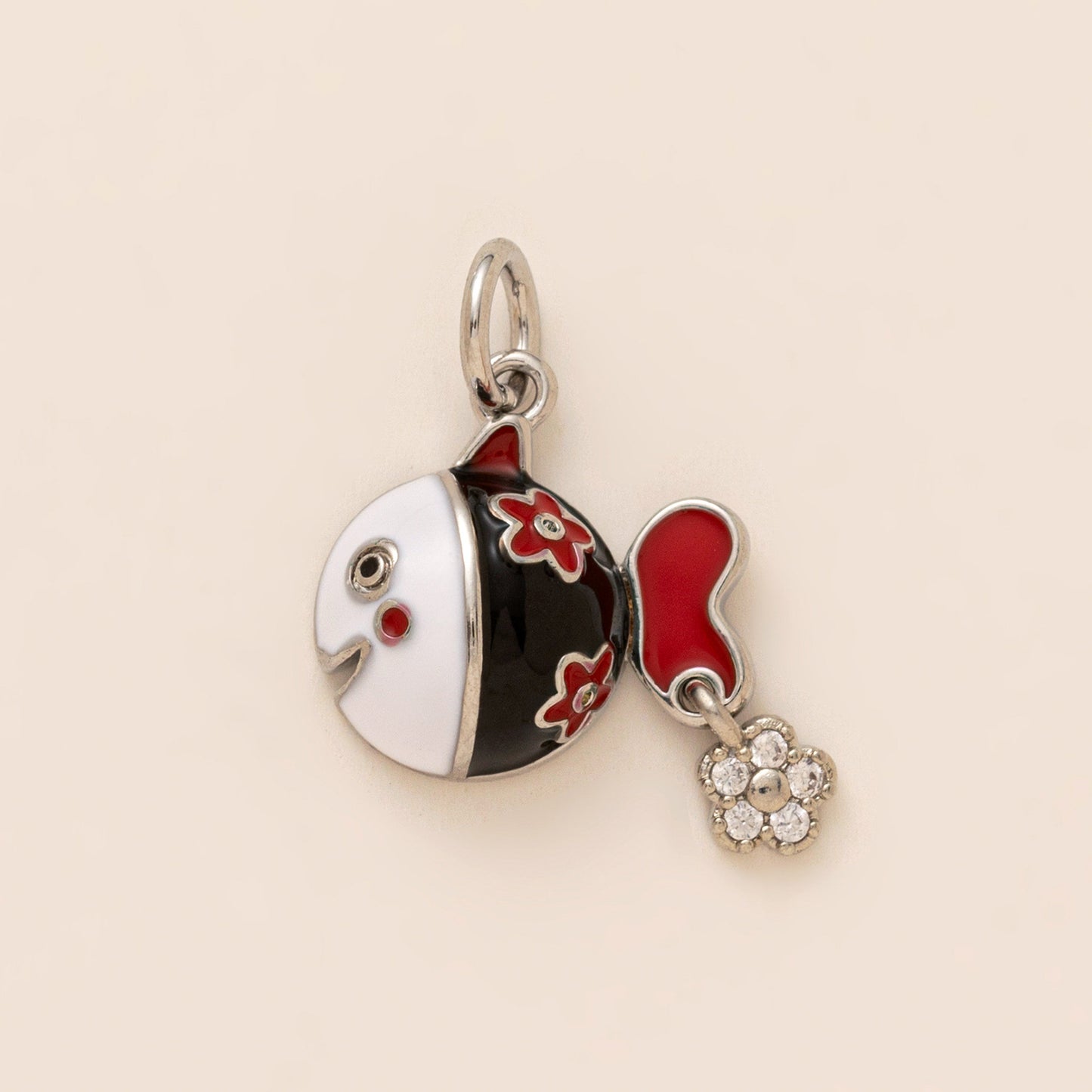 Vintage Gold Plated Brass Cartoon Clownfish Charm Bar on Ball Chain